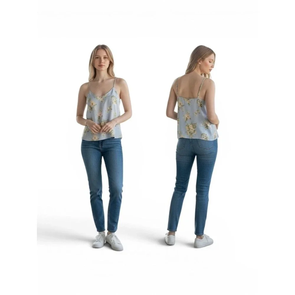 Abound Light Blue Floral Satin Cami